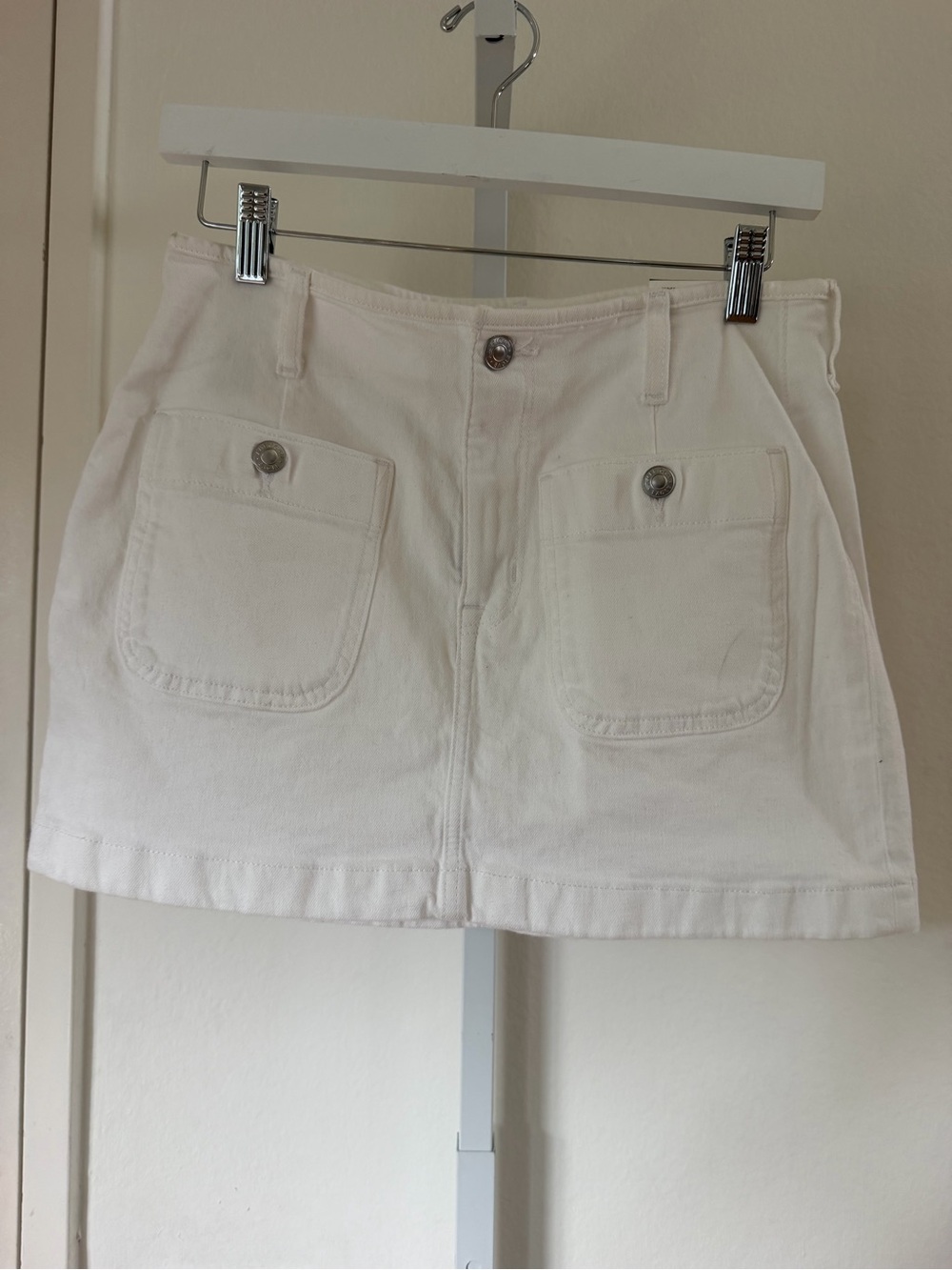American Eagle Outfitters White Denim A-Line Mini Skirt